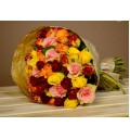 Букет Акварель из 25 разноцветных роз