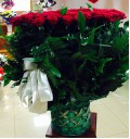Букет Влюбленное сердце из 101 красной розы в корзине