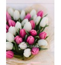 Букет Ангел из белых и розовых тюльпанов