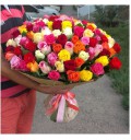 Букет Триумф из 101 разноцветной розы